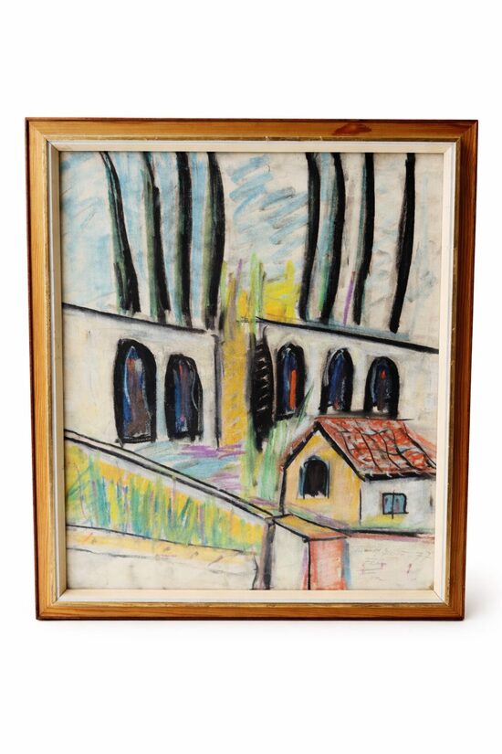 Glezna/Pastelis ''Abstraktā māja'', 1977.gads